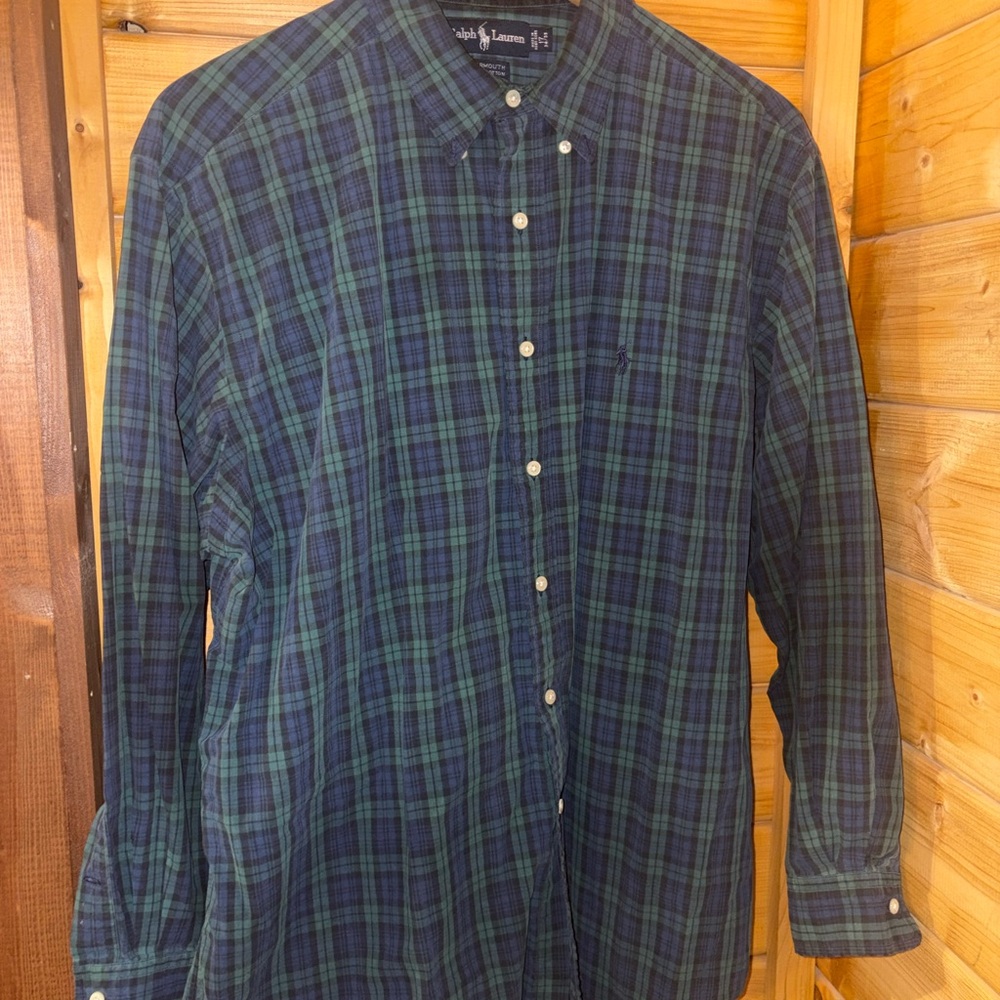 Ralph Lauren Navy and Forest Plaid Shirt
